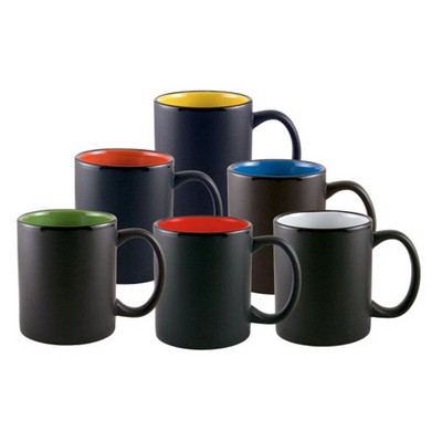 Aztec: 11 Oz. Ceramic Mug with Matte Black Exterior & Color Interior.