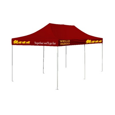 10'x20' V4 Steel Frame Pop Up Tent with Front Peak & Valance Printed Top