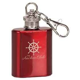 Personalized Stainless Steel Flask Kay Chain, Gloss Red, 1 oz