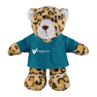 Soft Plush Stuffed Leopard in scrub shirt