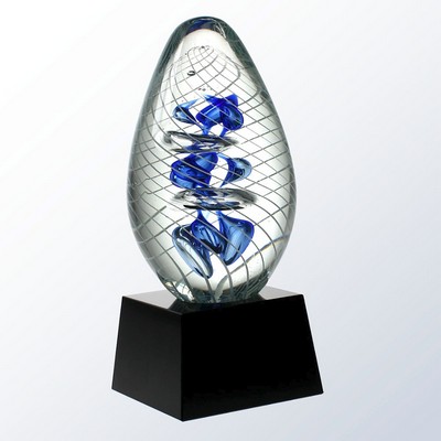 Cyclone Helix Art Glass Award, 8"H