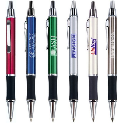 Samy Series Red Pen with Chrome Trim - soft rubber grip.