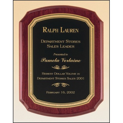 Airflyte® Rosewood Piano-Finish Plaque w/Brass Plate & Solid Gold Florentine Border (9"x 12")