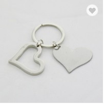 Metal Double Heart Shaped Keychain