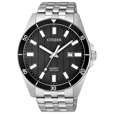 Citizen® Men's Quartz Watch w/Silver-Tone & Black Dial w/Black Accents