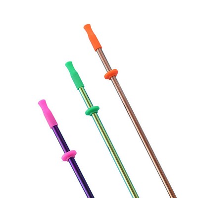 8.5" Stainless Steel Metal Straw w/Silicone Tip