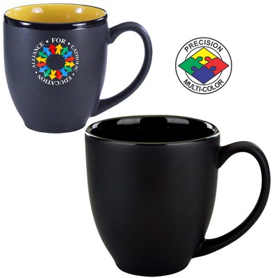 14.5 Oz. Black/Black HiLo Bistro Mug - Dishwasher Resistant - Precision Spot Color