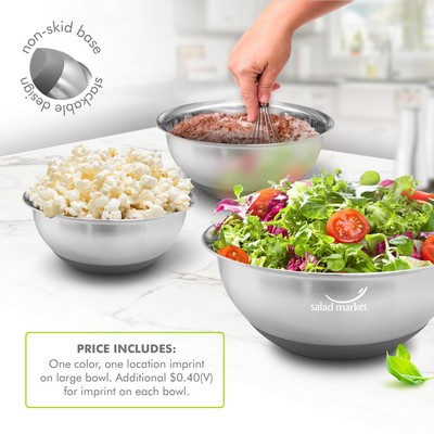 3 PC Stainless Steel Mixing Bowl Set