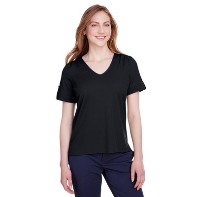 Devon and Jones CrownLux Performance? Ladies' Plaited Rolled-Sleeve Top