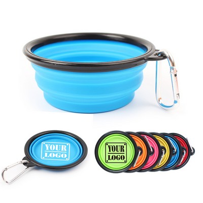 Silicone Pets Bowls with Metal Carabiner Clip