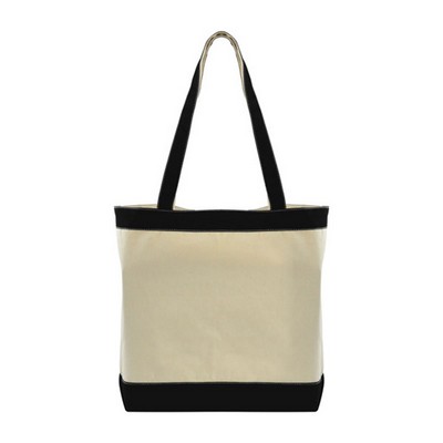 Stylish Two Tone Tote Bag with Contrasting Handles/Gusset - Blank (16" x 14.5" x 4")