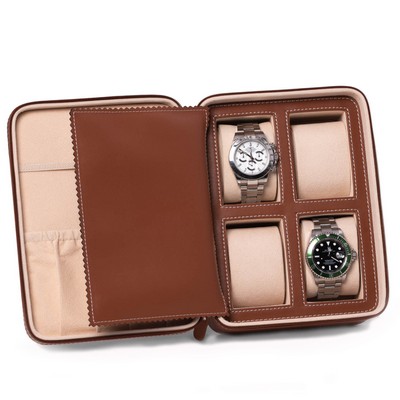 Saddle Leather Four Watch & Accessory Case