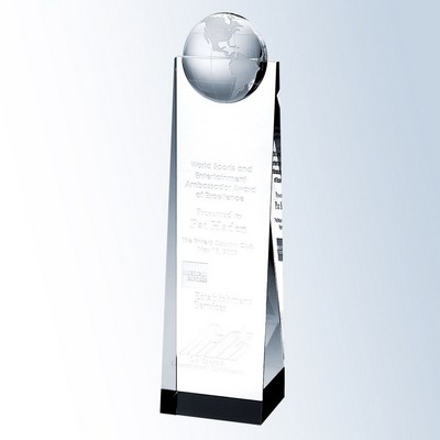 Globe Tower Optic Crystal Award - Large