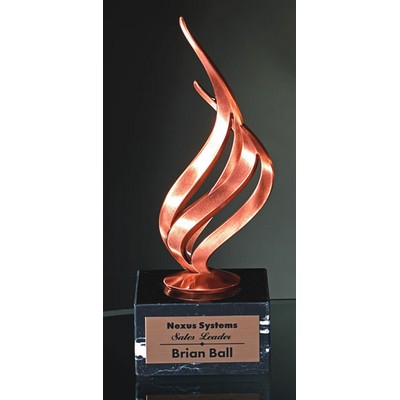 Bronze Flame on Black Marble Base