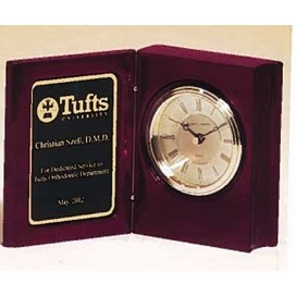 Airflyte® Rosewood Piano-Finish Book Clock w/Diamond-Spun Dial & Three Hand Movement