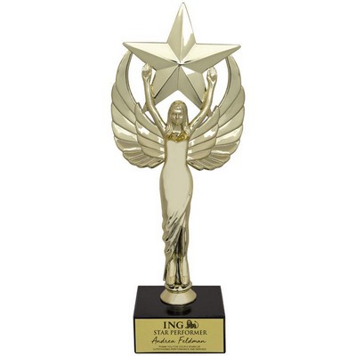 9 ½" Female Victory Star Figure Trophy w/Black Marble Base