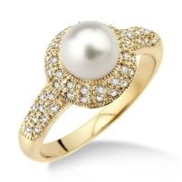 Jilco Inc. Yellow Gold Diamond & Pearl Ring