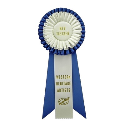 Custom Double Pleated Rosette Ribbon w/ 2 Streamers (5 1/2"x16")