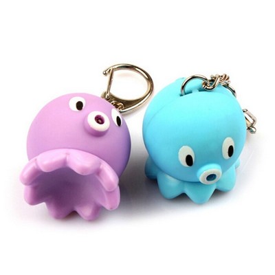 Cute Octopus LED Sound Keychain