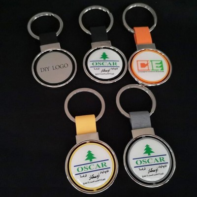 2 Tone Round Spinner Keychain