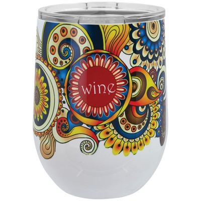 White 12 oz. Polar Camel Stemless Wine Tumbler w/ Lid