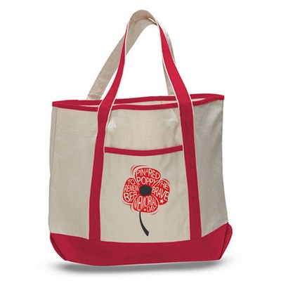 12 oz Cotton Canvas Boat Tote Bag -13.5"W x 16"H x 5D