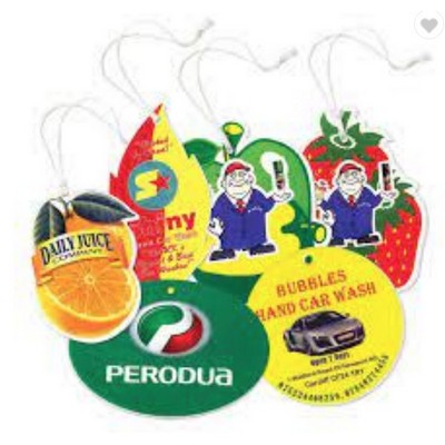 3.75" Die Cut Shape Custom Full Color Printed Air Freshener w/Fresh Forest Scent