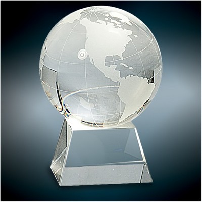 Crystal Globe on Base, 4 1/2"H