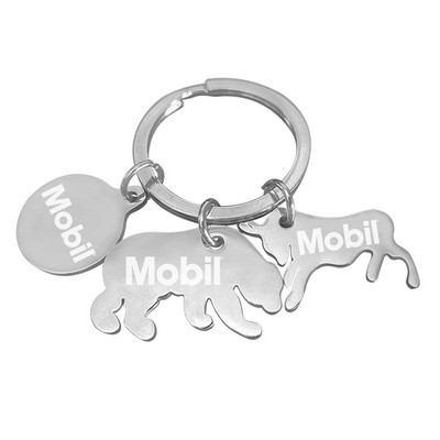 Stainless Steel Bull & Bear Key Chain