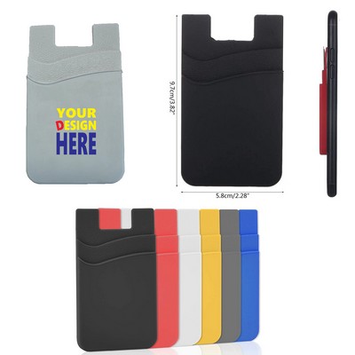 Full Color Double Pocket Silicone Phone Card Holder