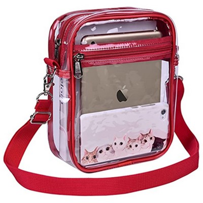 Women's PVC Transparent Shoulder Bag Clear Bag Crossbody Bag W/Strap Stadium Approved Bag(Size L)