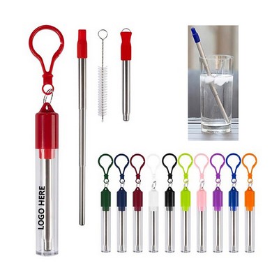 Collapsible Reusable Stainless Steel Telescopic Straw Kit