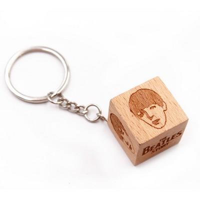 Wood Cube Keychain