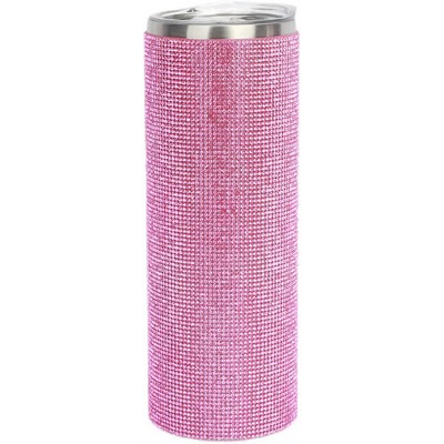 Reusable Stainless Steel Rhinestone Tumbler With Lid And Straw