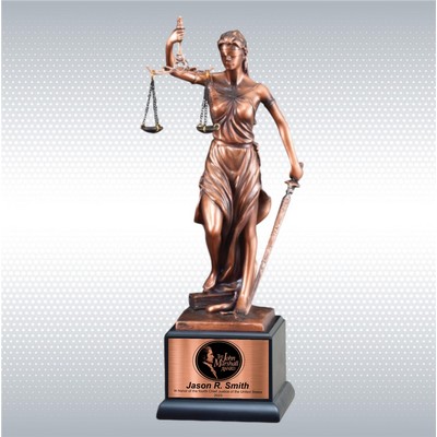 13 1/2" Premium Gallery Lady Justice Antique Bronze Resin Sculpture Award