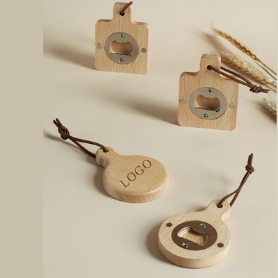 Bamboo Bottle Opener & Magnets Memo Holder