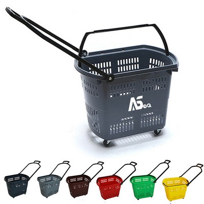 35L Shopping Basket with Wheels/Pull Handle