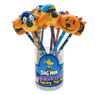 Dog Man Squishy Top Pens - 4 Assorted Heads (Case of 144)