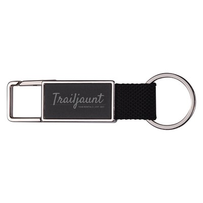 Double-Sided Rectangular Snap-On Metal Black Plated Keychain