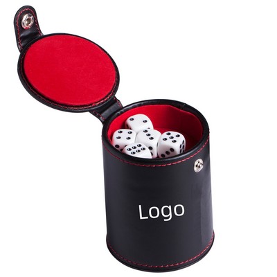 Custom PU Leather and Felt-Lined Dice Cup with Lid