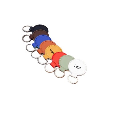 Vegan Leather Round Shaped Keychain