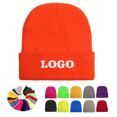 Winter Unisex Thickened Soft Super Stretch Acrylic Wool Knit Beanies (Low MOQ)