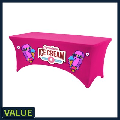 Value - 8 ft. x 30"Top x 29"H - 4 Sided Hemmed Stretch Table Throw (Full Coverage Dye Sublimation)