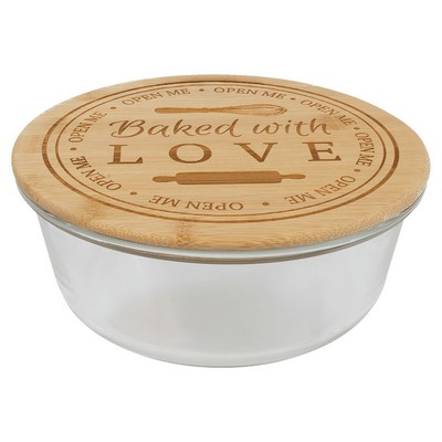 44 oz. Round Glass Container with Bamboo Lid