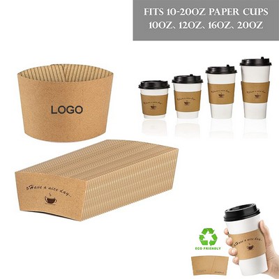 Custom 10/12/16/20/24 Oz. Eco Friendly Disposable Double Layer Kraft Paper Coffee Cup Sleeve