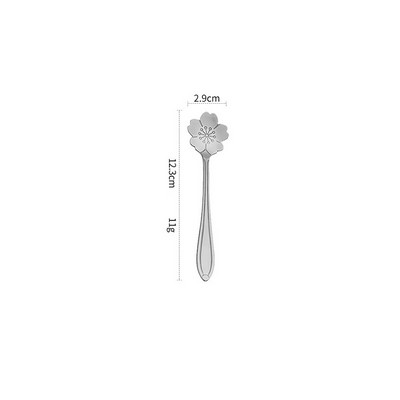 4.84 Inch Silver Sakura Flower Shape Stainless Steel Coffee Spoon