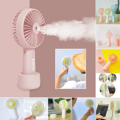 Mini Hand Held Fan, Humidifier Fan W/3 Speed Adjustable Cooling Fan, Portable USB Desk Fan