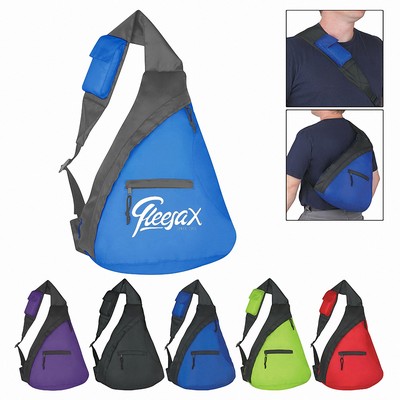 Crossover Shoulder Sling Backpack With Pocket On Strap