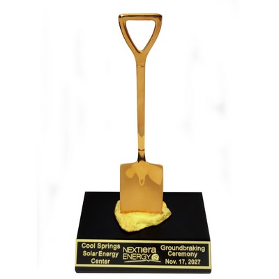 Shovel Gift Award on a black stonecast base