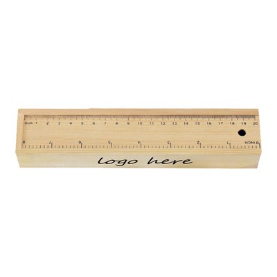 Wooden Pencil Case With Ruler Lid